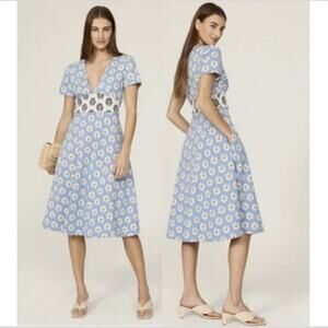 Hutch Daisy Rainey Mixed Print A-line Knit V-Neck Midi Dress Size 4X